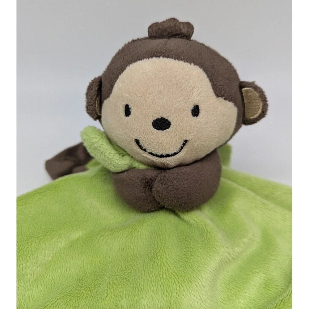 Carters Monkey Green Brown Baby Boy Girl Security Blanket Lovey 13